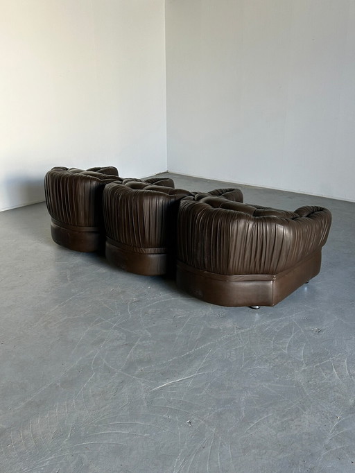 Vintage-Dreisitzer-Sofa aus dunkelbraunem Leder von Axel Di Pietrobon, 1970er Jahre Italien