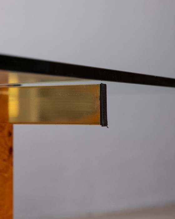 Tavolino vintage in radica e vetro, design italiano anni '70 – Tavolini, Legno (photo 9 of 10)