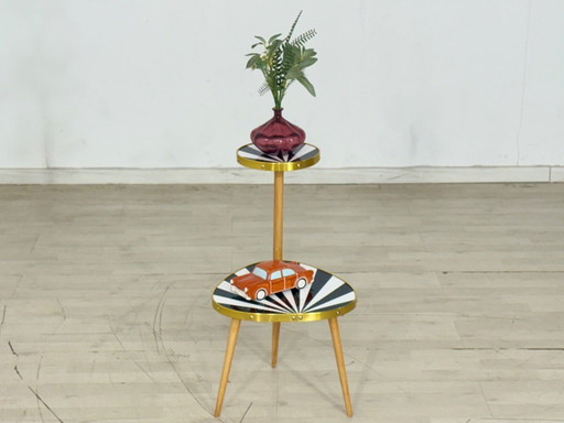 Niervormige tafel, plantenstandaard, bijzettafel en opbergmeubel in mid-century modern stijl