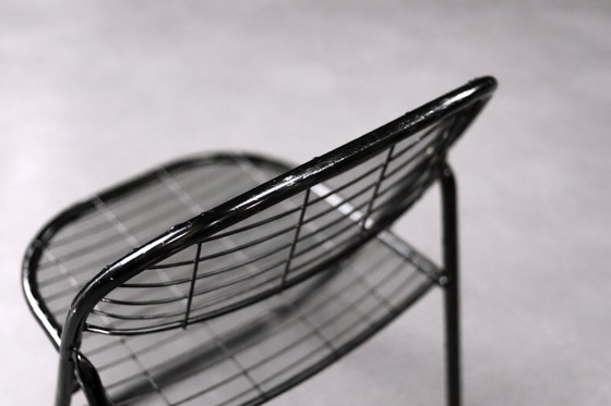 Image 1 of Vintage Swedish Mid-Century Modern Minimalist Black Metal Åland Chair by Niels Gammelgaard for IKEA, 1980s, Set of 5