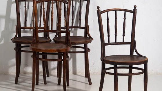 Antique Viennese style chairs (c.1920). Set of 4 pieces #4 – Dining chairs (photo 3 of 40)