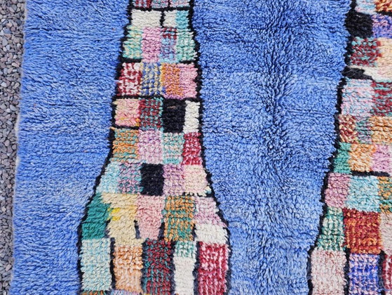 Image 1 of Alfombra marroquí azul bígaro de 3x2 m - Alfombra geométrica pixelada vibrante