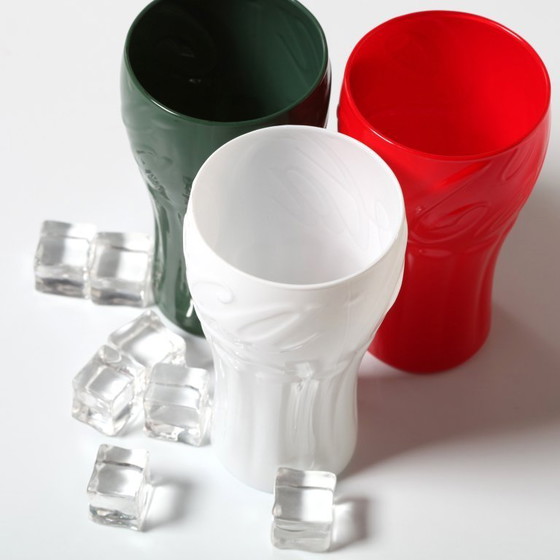 Image 1 of Set di 3 bicchieri Coca-Cola italiani / Bicchieri Coca-Cola tricolore verde, bianco e rosso