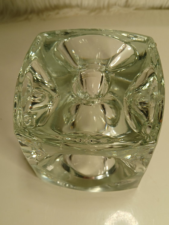 Image 1 of Portacandele a cubo in vetro in stile moderno di metà secolo