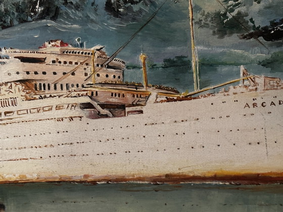Oil on canvas by Calais painter Alain Chaussois (1950-2018), Arcadia ocean liner – Paintings & Drawings (photo 15 of 15)