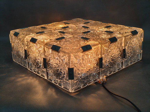 Lampada da soffitto a incasso in vetro ceco, Kamenický Šenov, anni '70