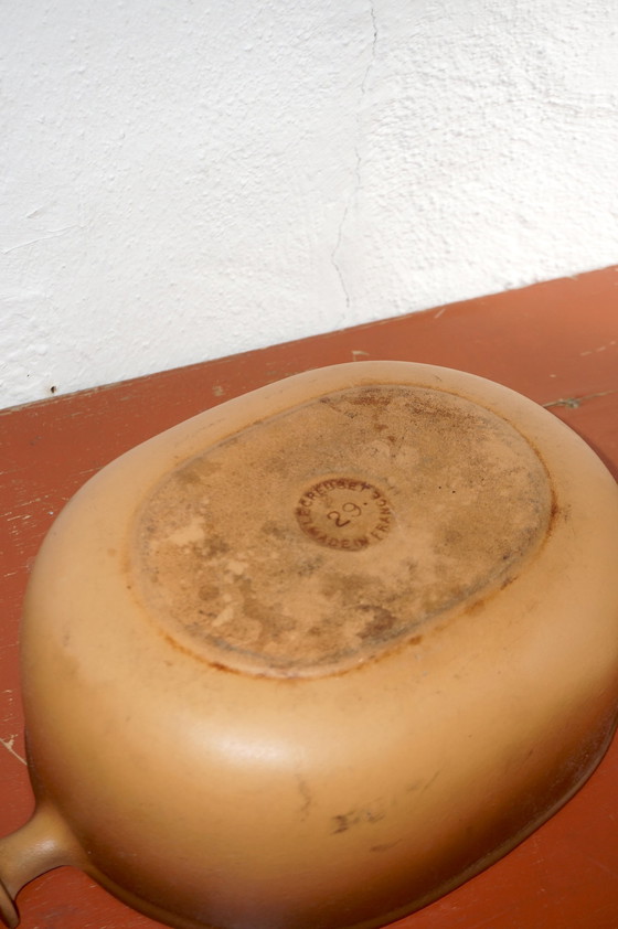 Image 1 of vintage le creuset brown enameled dust oven * cast iron cocotte * size 29 * le mama * enzo mari * french kitchenware * mid-centu