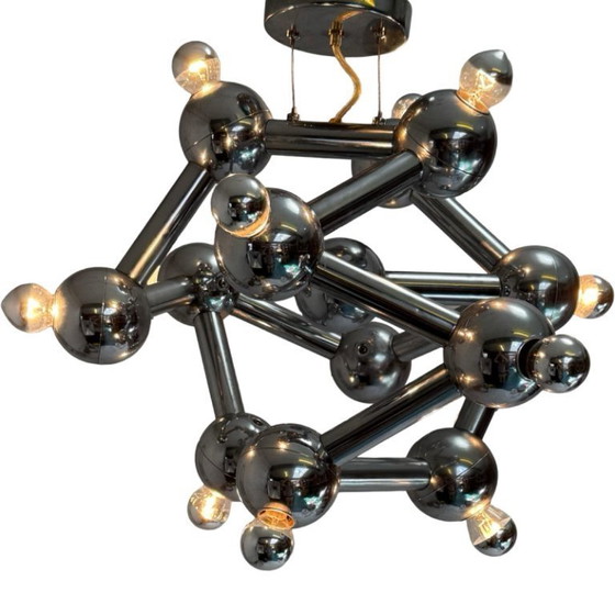 Image 1 of Paul de Haan for Jolina Lighting - Chromed pendant - Model name: Kolja’s Favorite - Dutch design - Sputnik or atom shaped design