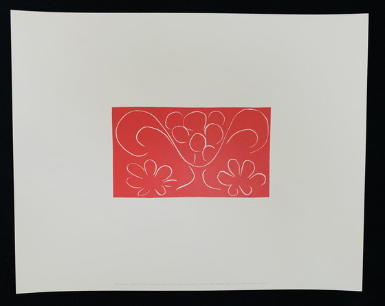 Image 1 of Matisse, lithographie couleur offset autorisée, "Coupe de fruits flanquée de deux fleurs, 1943"