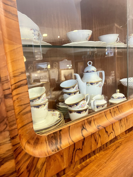 Image 1 of Art Déco buffet with proof of manufacture from 1922, solid wood veneer and pull-out marble worktop