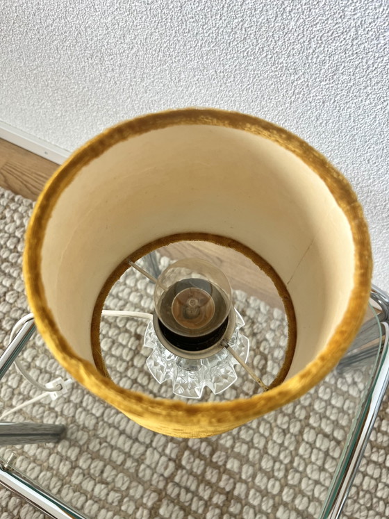 Image 1 of Pair of 1970s Vintage Glass Table Lamps with Original Velvet Shades