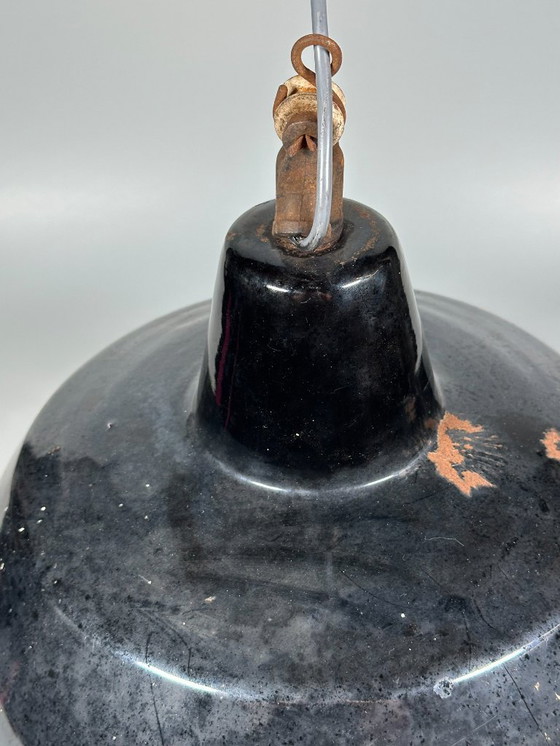 Image 1 of jaren 30 40 plafondlamp industriële lamp emaille loft metaal Bauhaus design