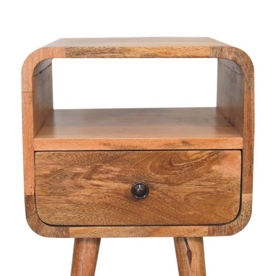 Mini Eikenhouten Look Nachtkastje Van Massief Mangohout – 1 Lade & Open Vak – Artisan, Wood (photo 5 of 10)