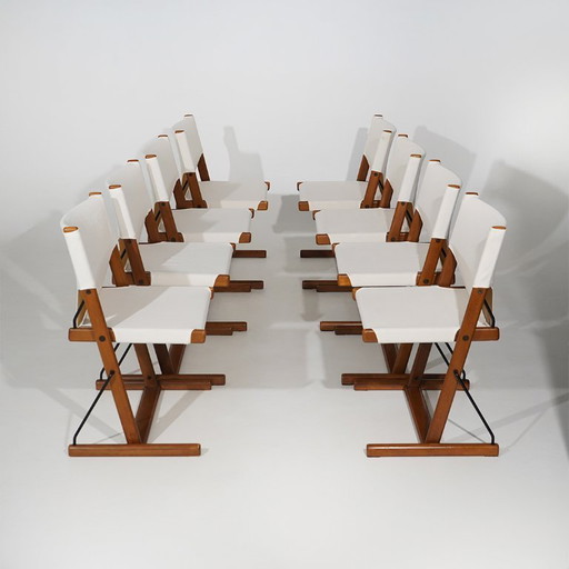 Eight “Nina and Santa Maria” Chairs by Piero De Martini for Cassina, 1970s – eetkamerstoelen, Textile