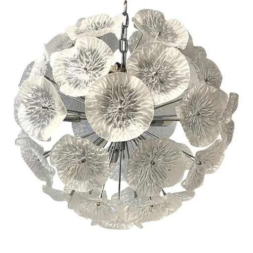 Italian Floral Murano Glass Sputnik Chandelier by Simoeng