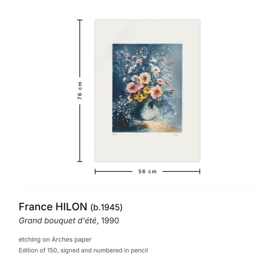 Image 1 of Frankreich HILON Grand Bouquet d'été Signierte Radierung 1990
