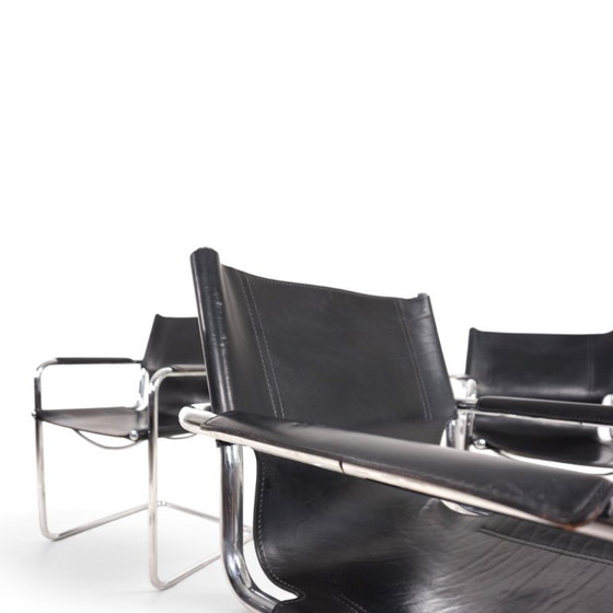 Matteo Grassi bezoekersstoelenset van 4 - leren/chromen cantileverstoelen, 1970 – Eetkamerstoelen, Leather (photo 17 of 20)