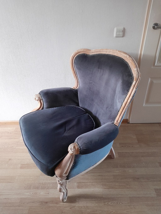 Barok Fauteuil Antraciet Velvet