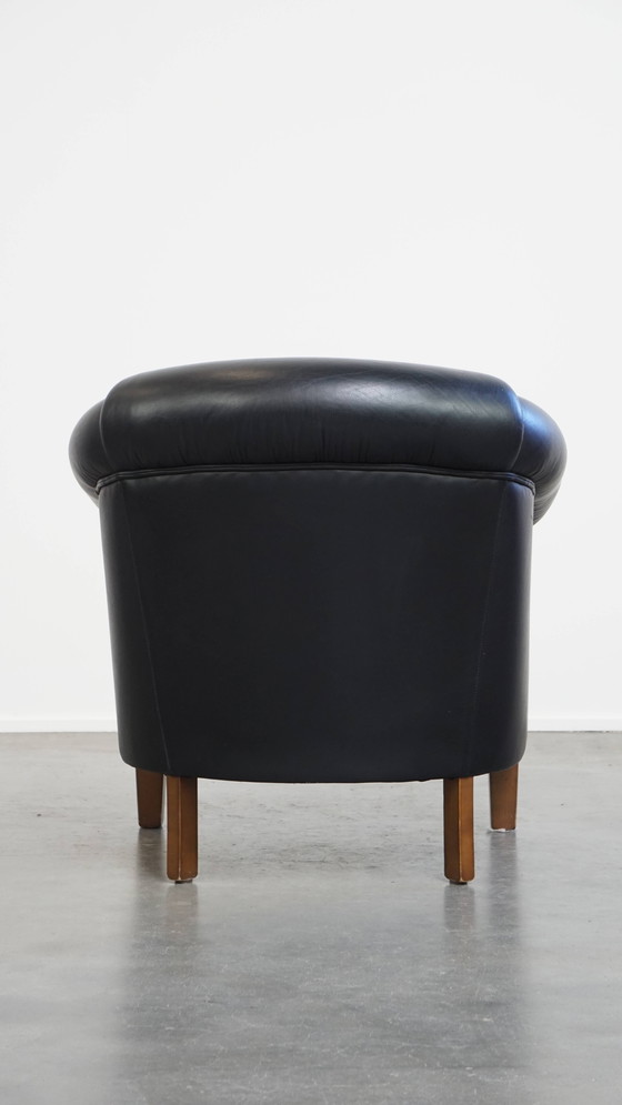 Image 1 of Black Beef Leather Club Chair in English Style