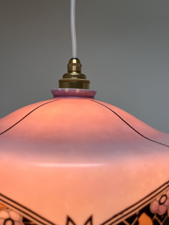Image 1 of Vintage floral pendant lamp with warm glow 