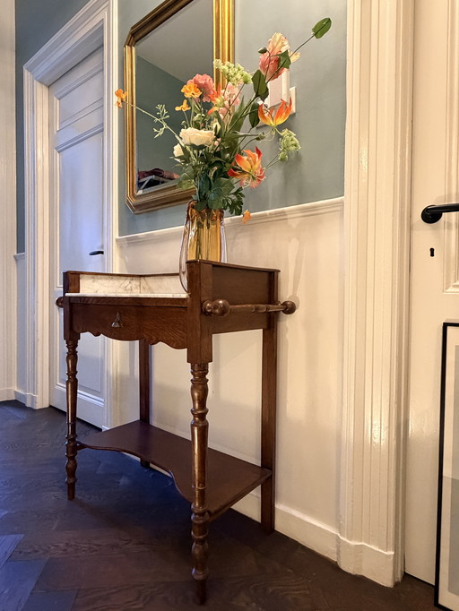 Antieke wastafel / Halltable met marmeren blad