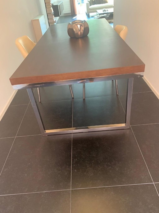 Table de salle à manger en wengé chromé
