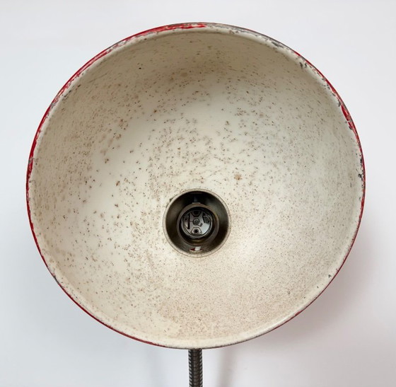 Large Red Industrial German Workshop Table Lamp From Helo Leuchten, 1950s – Chrome, Iron (photo 21 of 25)