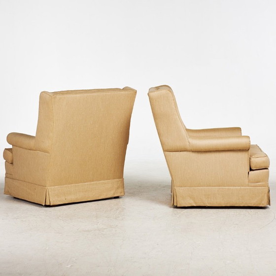 Image 1 of Poltrone con poggiapiedi coordinati (coppia) — Rivestimento in tessuto leggero — Set da salotto scandinavo rilassato