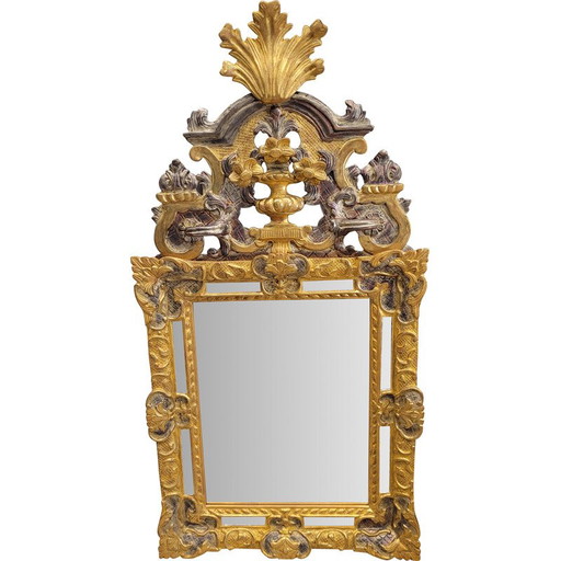 Vintage mirror "Louis XIV mirror" in carved and gilded wood, France