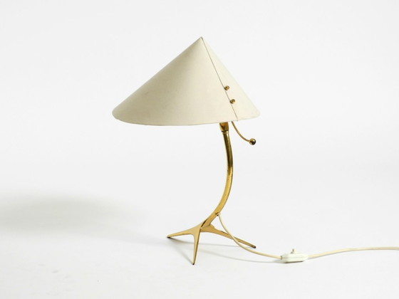 Image 1 of Beautiful large mid-century modern brass crow's foot table lamp by Kalmar Austria