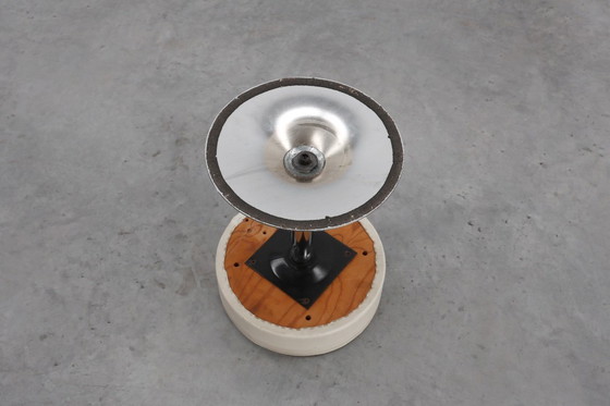 Image 1 of Vintage Mid-century design stool in chrome with white leather seat, 1970s