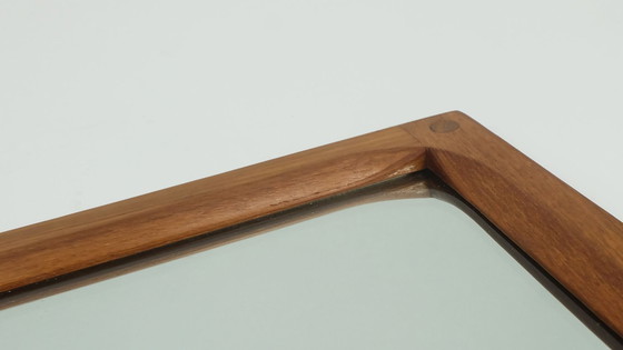Image 1 of large rectangular danish modern WALL MIRROR aksel kjersgaard odder furniture denmark solid teak frame 1970s