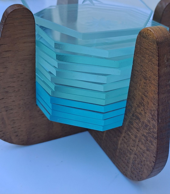 Image 1 of 12 x vintage glass coasters from the 1950s