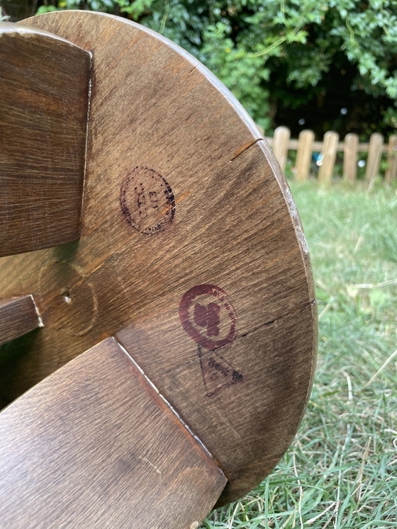 Image 1 of Brutalist solid oak side table / Vintage 1970