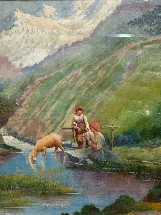 Double peinture à l'huile sur toile par Arnaldo Bartoli, années 1950, Peintures et dessins (photo 3 sur 10)