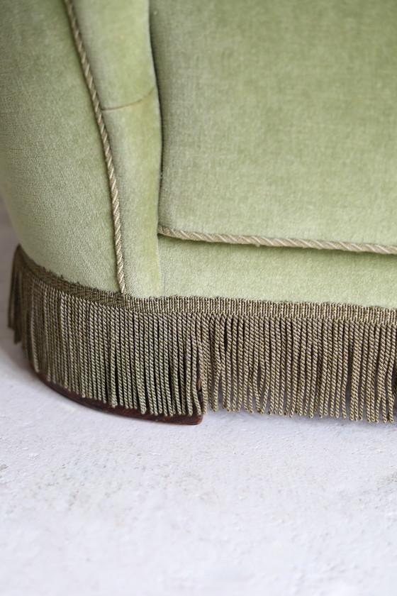 Image 1 of Dänisches 2-Sitzer-Sofa aus den 60er/70er Jahren, grüner Samt