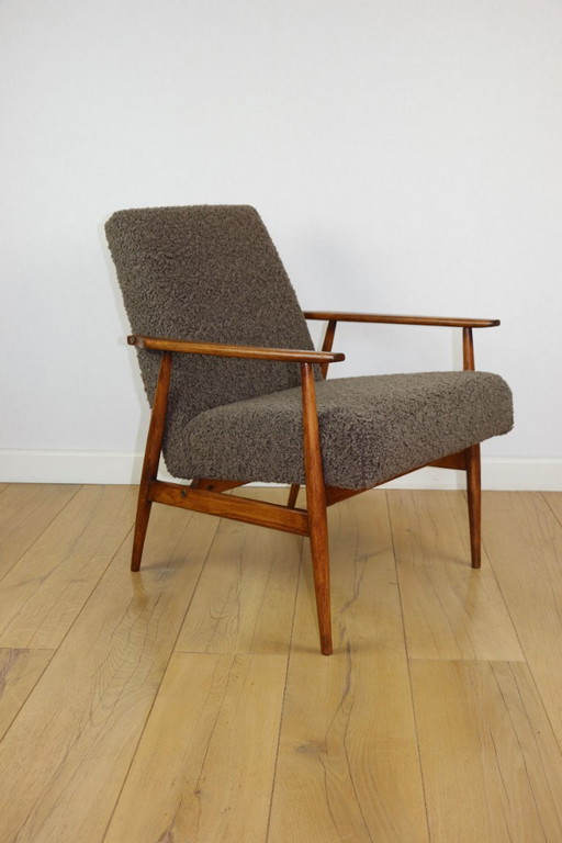 Armchair 'Lis', 1970s brown chocolate brown boucle design by Henryk Lis - 2 pieces available