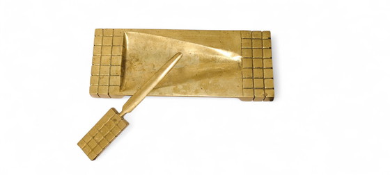 Image 1 of Brutalist Brass Desk Set 1960s – Sculptural Mid-Century Design, Style of Luigi Stefan Varga Office