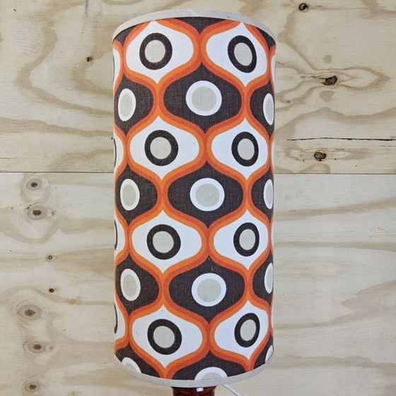 Image 1 of Lampe de table Fat Lava en céramique (70s) Lampe Scheurich West Germany (1970) abat-jour à motifs