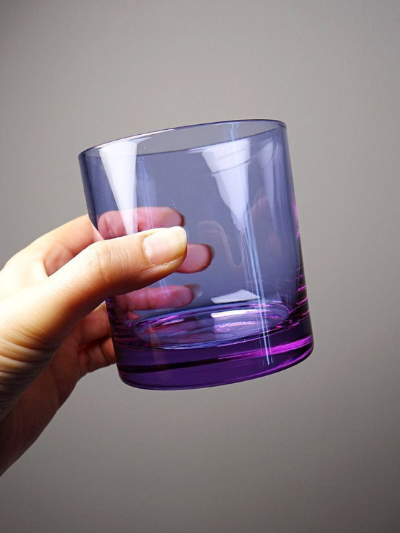 Image 1 of 6 Verres à whisky/cocktails cristal améthyste, design Mid Century années 1960-70