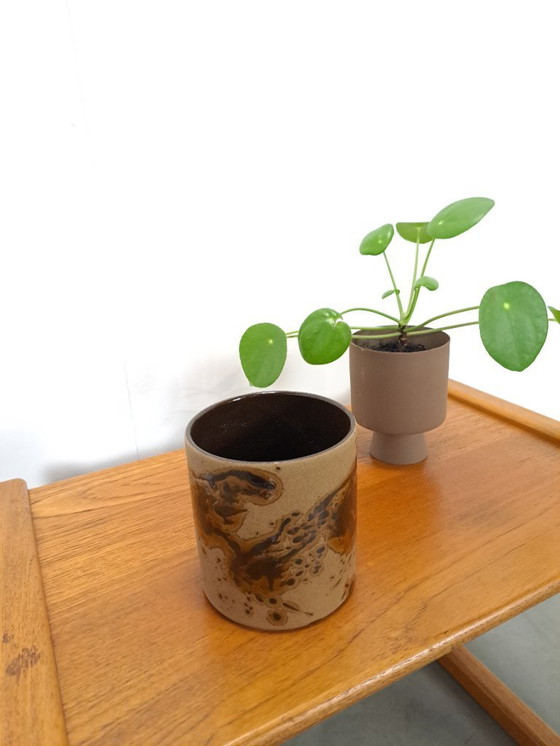 Image 1 of Pot de fleurs en céramique marron Allemagne de l'Ouest
