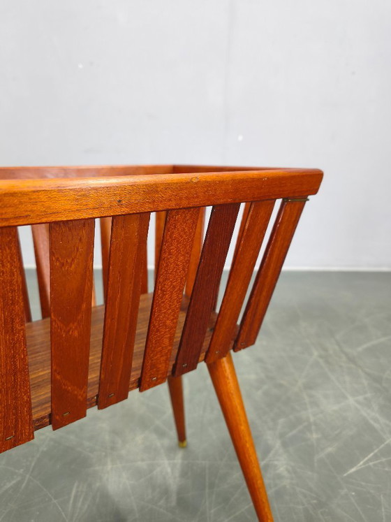 Image 1 of Danish Mid Century Teak Planter with Brass Feet, 1960s