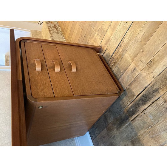 Image 1 of Vintage teak and green linoleum pedestal desk by Rud Thygesen & Johnny Sorensen