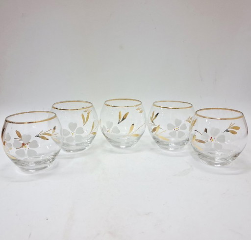 Bicchieri vintage "Lucky Clover" Roly Poly di metà secolo (set da 5)