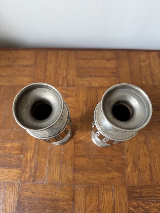 Image 1 of Paar versilberte Metallvasen/Urnen aus den 1920er/30er Jahren