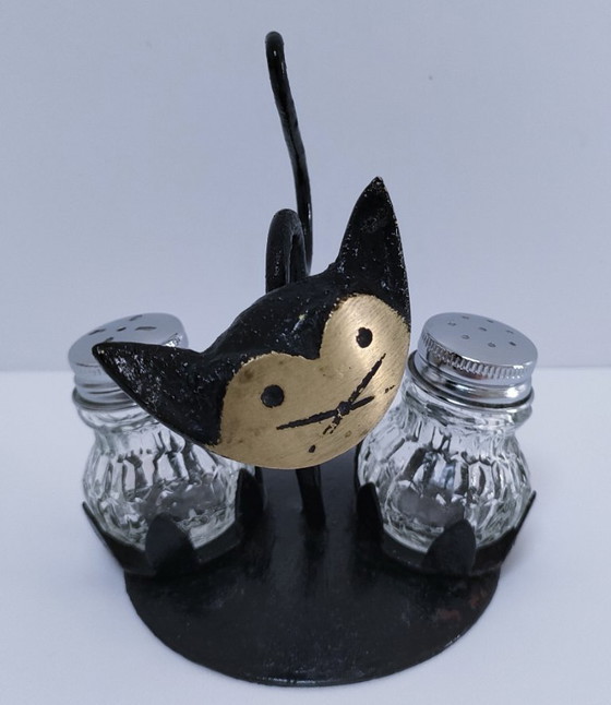Image 1 of Set di saliera e pepiera a forma di gatto degli anni '60