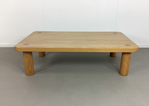 Brutalist seventies oak coffee table Chapo Perriander style