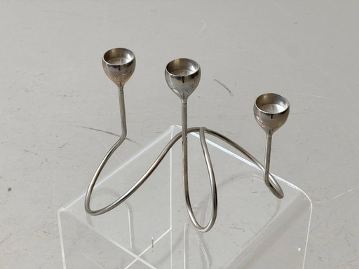 Bougeoir de style futuriste, forme organique en fil de fer, années 1970