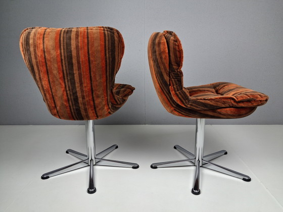 Set van 2 Vintage Draaifauteuils, Jaren 70 – Draaistoelen, Chrome, Textile (photo 5 of 10)