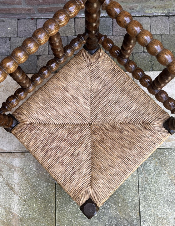 Image 1 of Classic Bobbin Corner Chair with Refined Wickerwork - Rare Beautiful